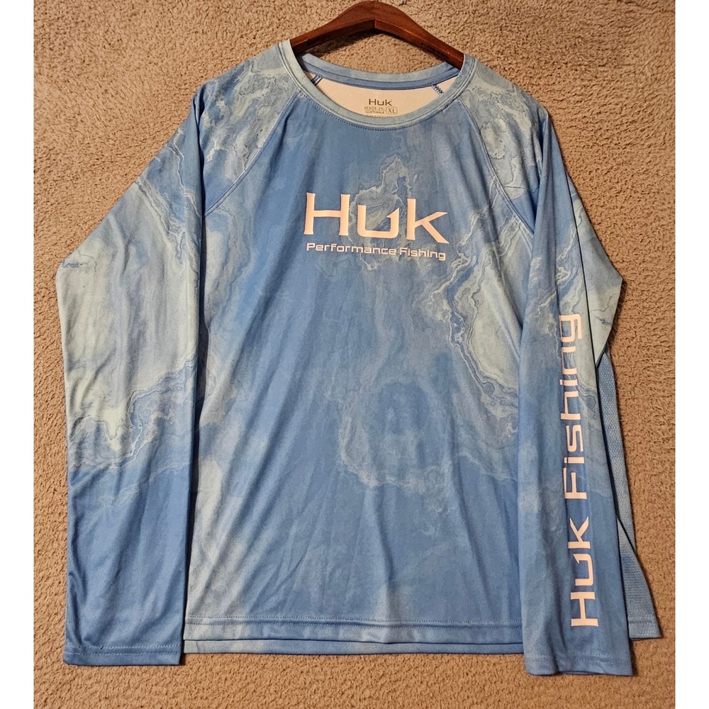 Huk Performance Fishing Shirt Womens XL Blue Pursuit Long Sleeve H6120150-436